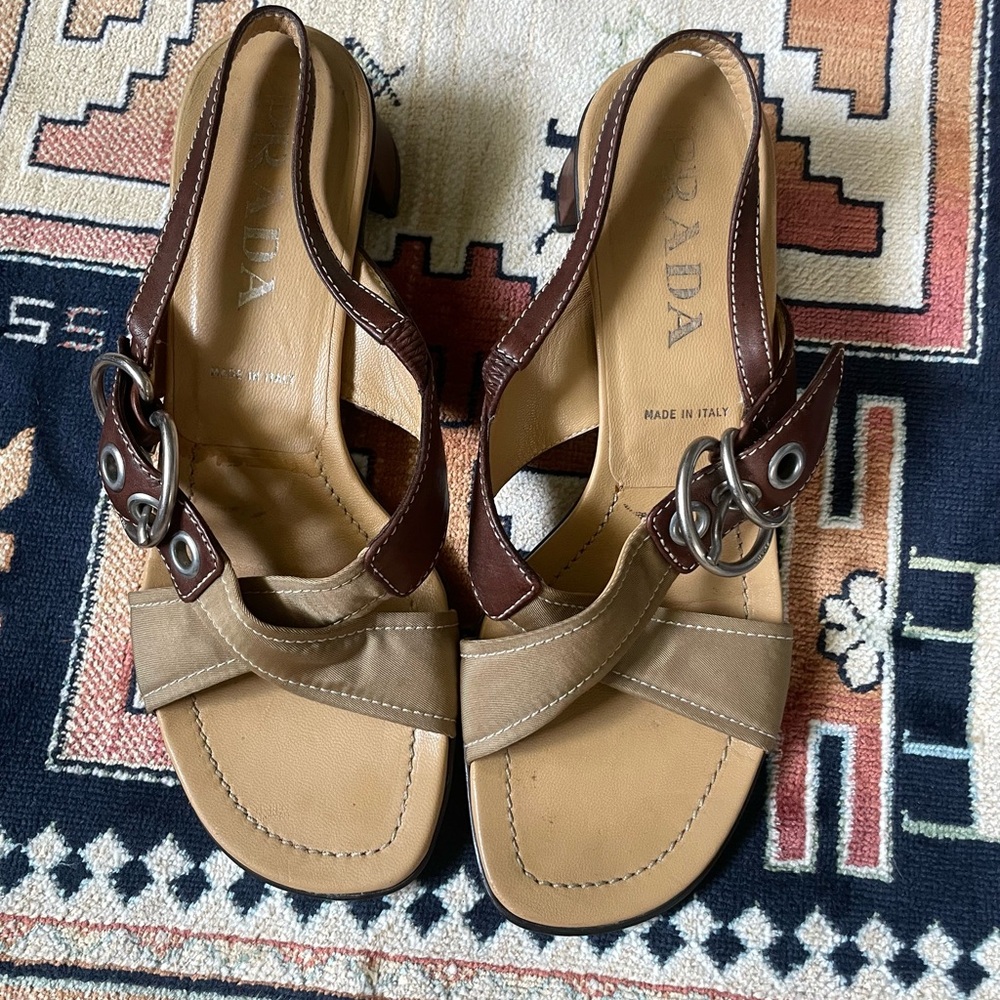 Prada Women's Brown and Tan Sandals